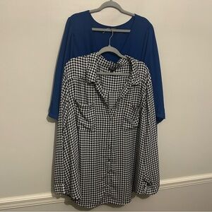 Torrid Blue & Houndstooth Dress Shirt Lot Sz 5